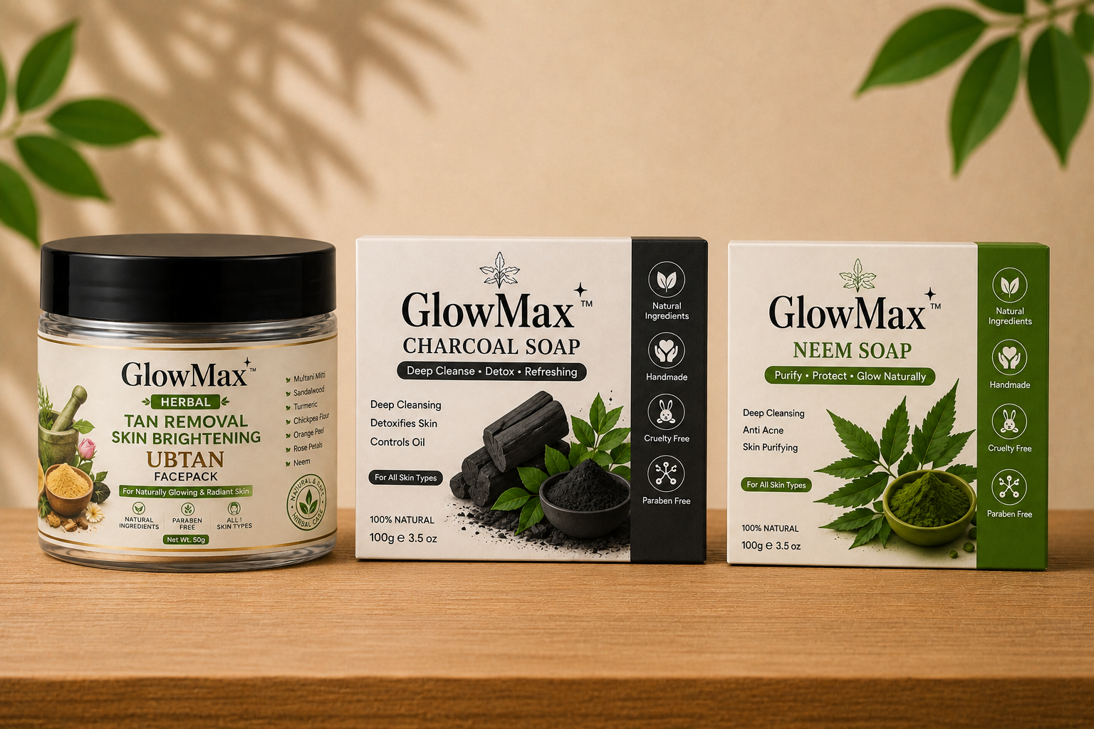 Herbal Tan Removal Ubtan Facepack + Charcoal Soap + Neem Soap