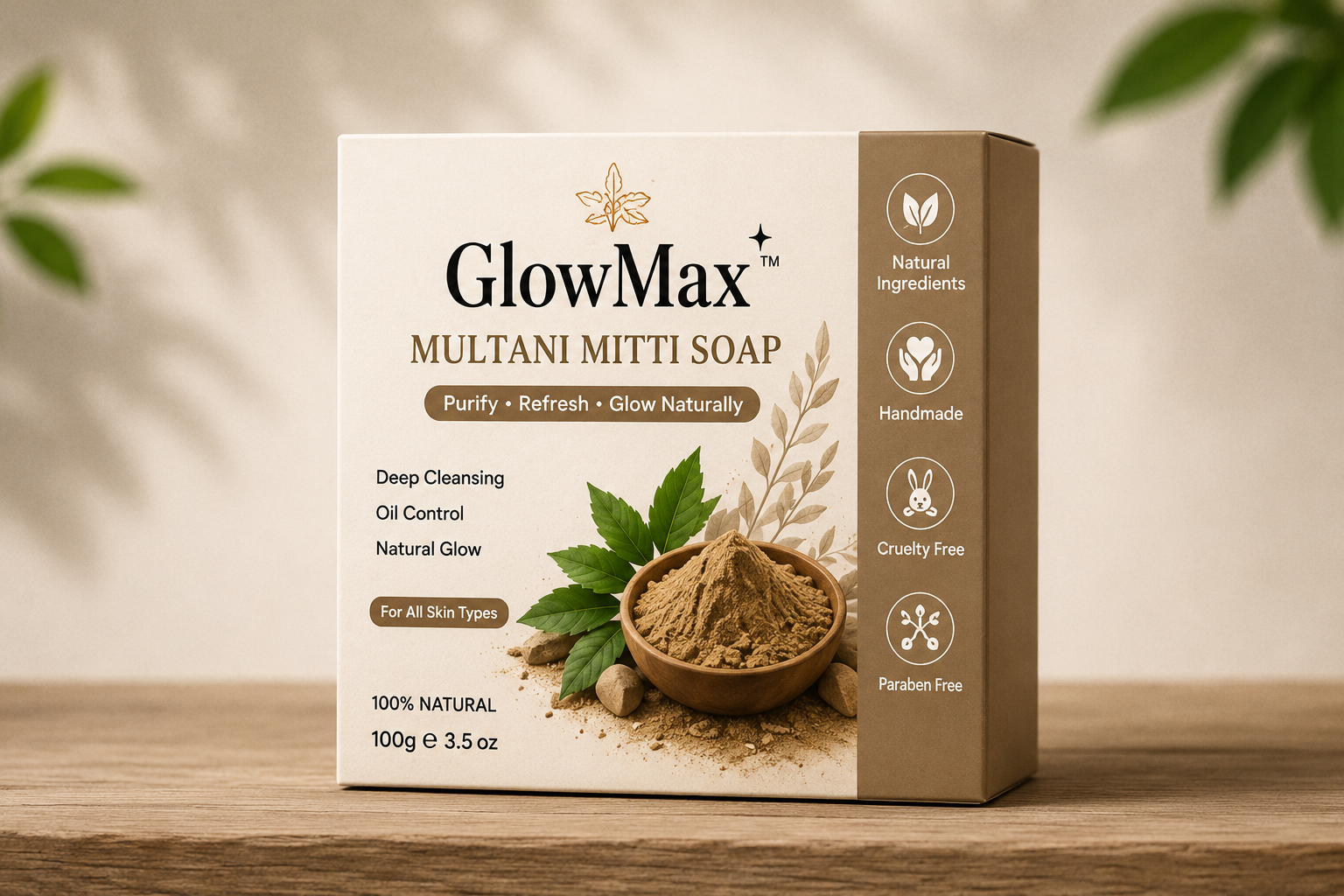 GlowMax™ Multani Mitti Soap | Handmade Oil Control Herbal Soap